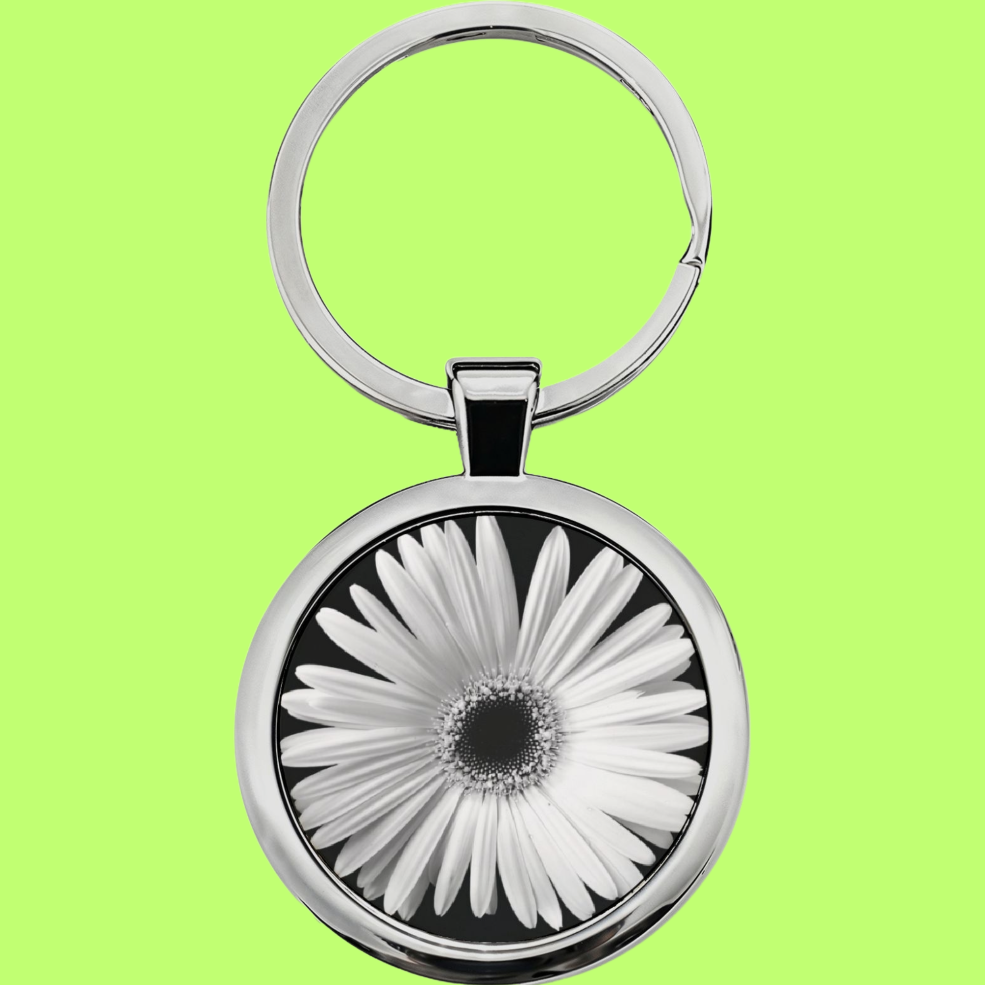 Daisy Photo Round Stainless Steel Keychain