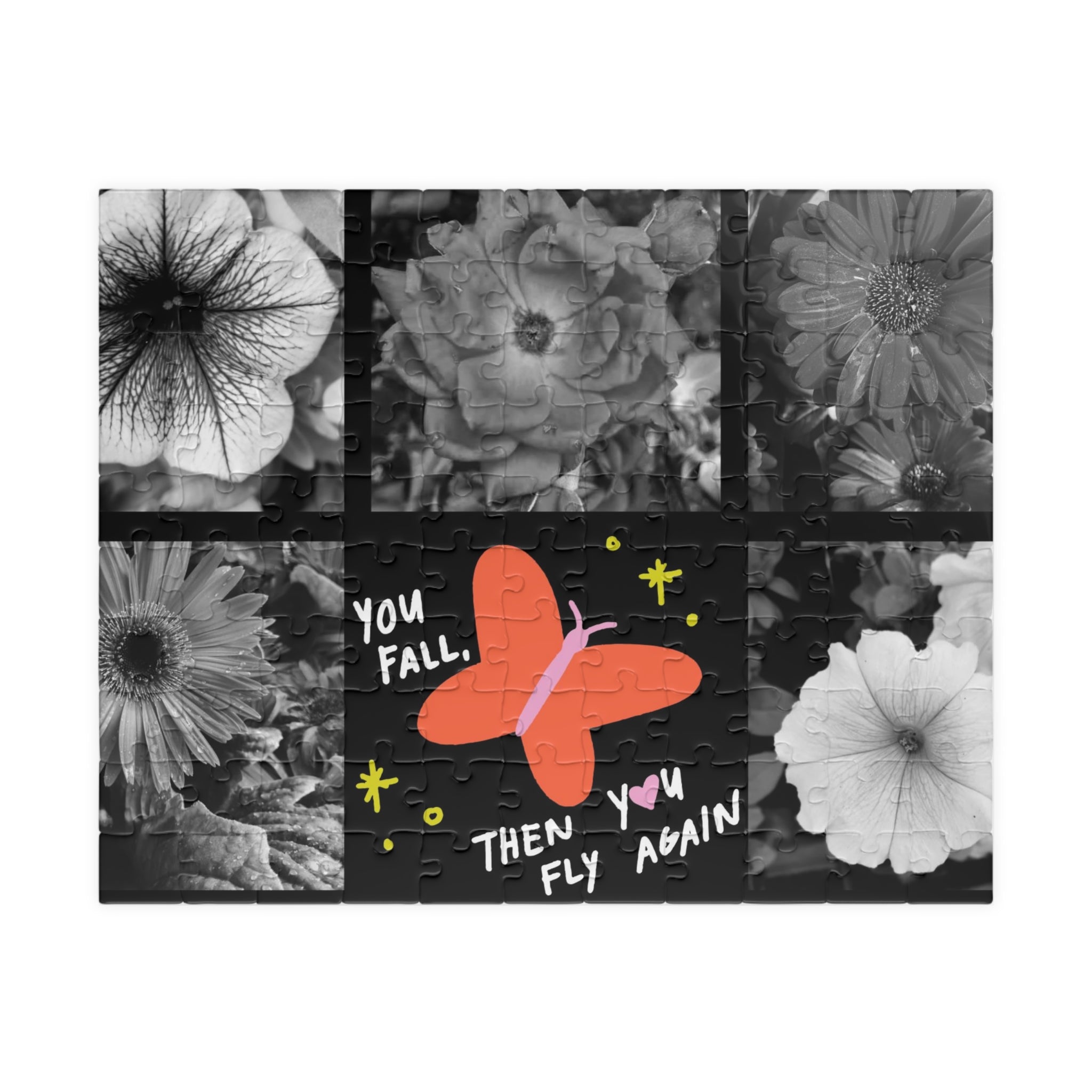 Inspirational Butterfly Puzzle — "You Fall, Then You Fly Again" Floral Jigsaw (110–1014 pcs)
