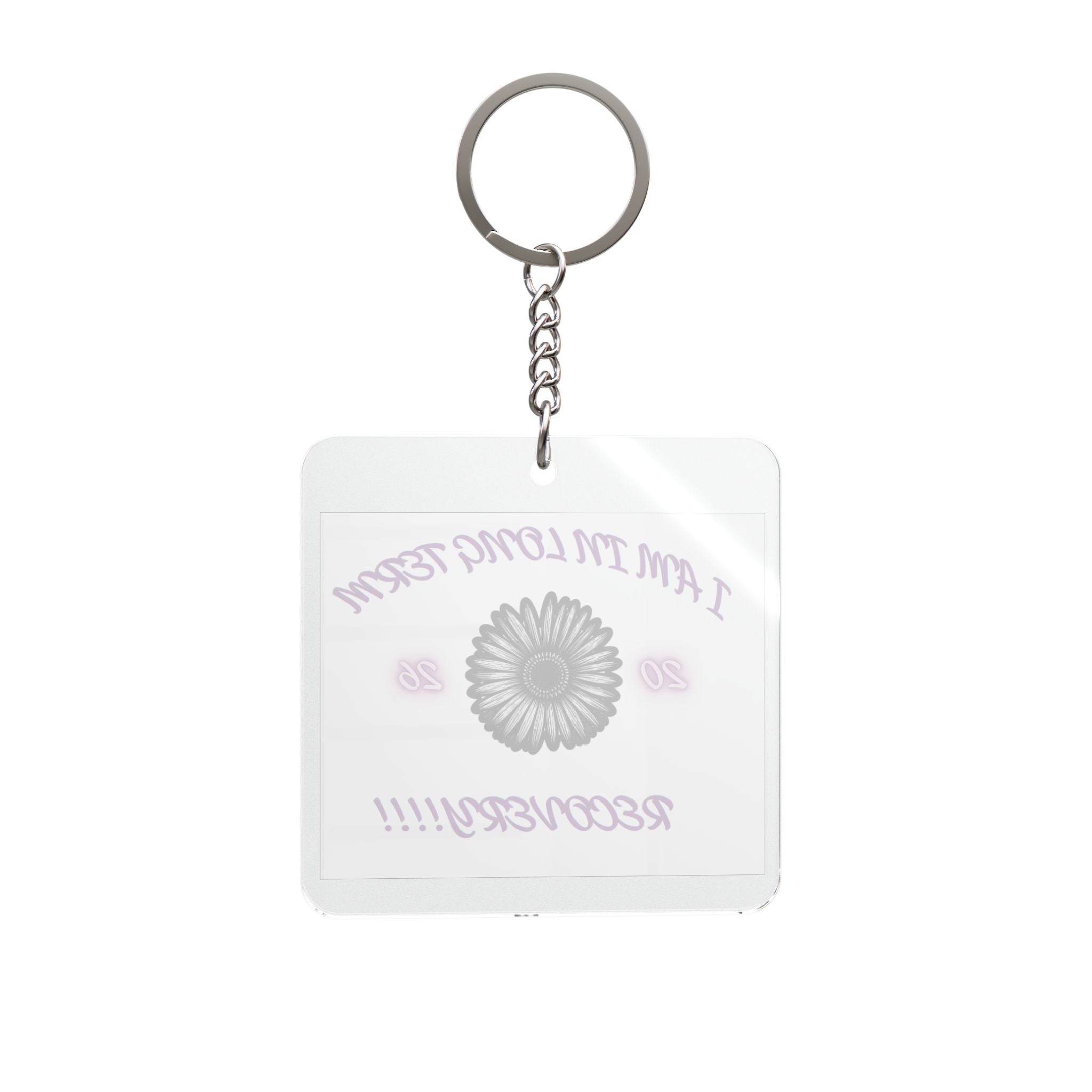 Recovery Square Keychain — "I Am in Long Term Recovery" Inspirational Support Gift