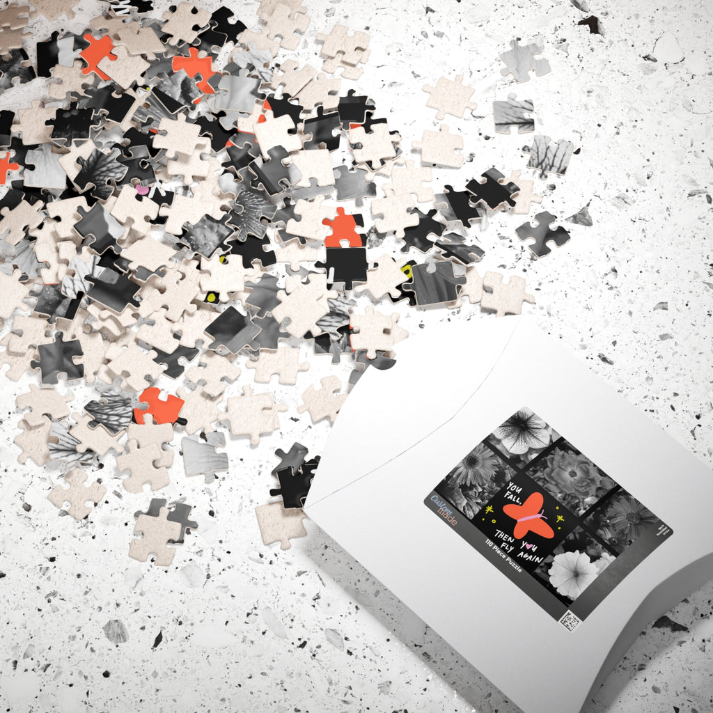 Inspirational Butterfly Puzzle — "You Fall, Then You Fly Again" Floral Jigsaw (110–1014 pcs)