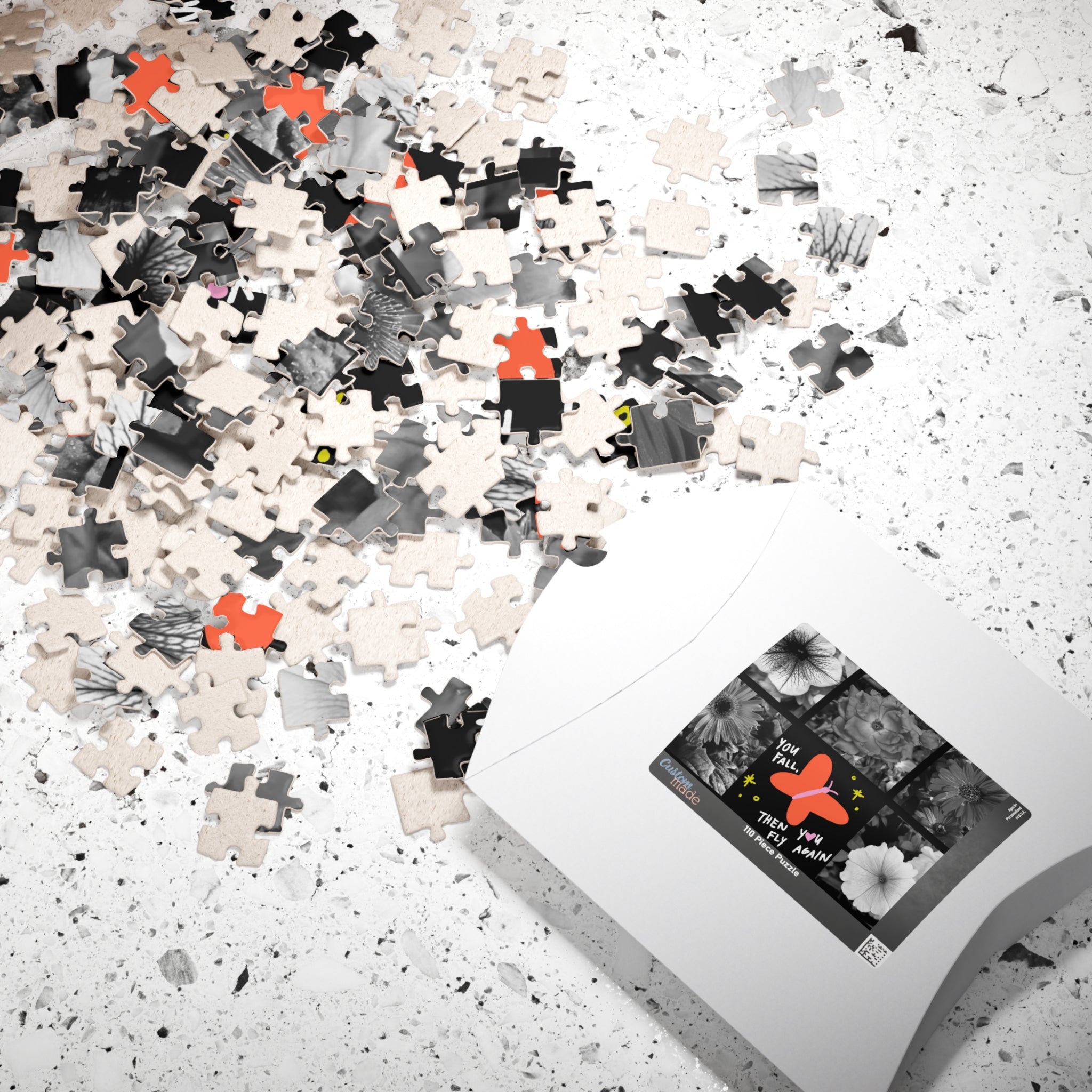 Inspirational Butterfly Puzzle — "You Fall, Then You Fly Again" Floral Jigsaw (110–1014 pcs)
