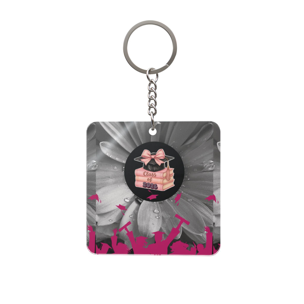 Floral Graduation Square Keychain