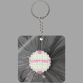 Vintage Floral Continue Square keychain