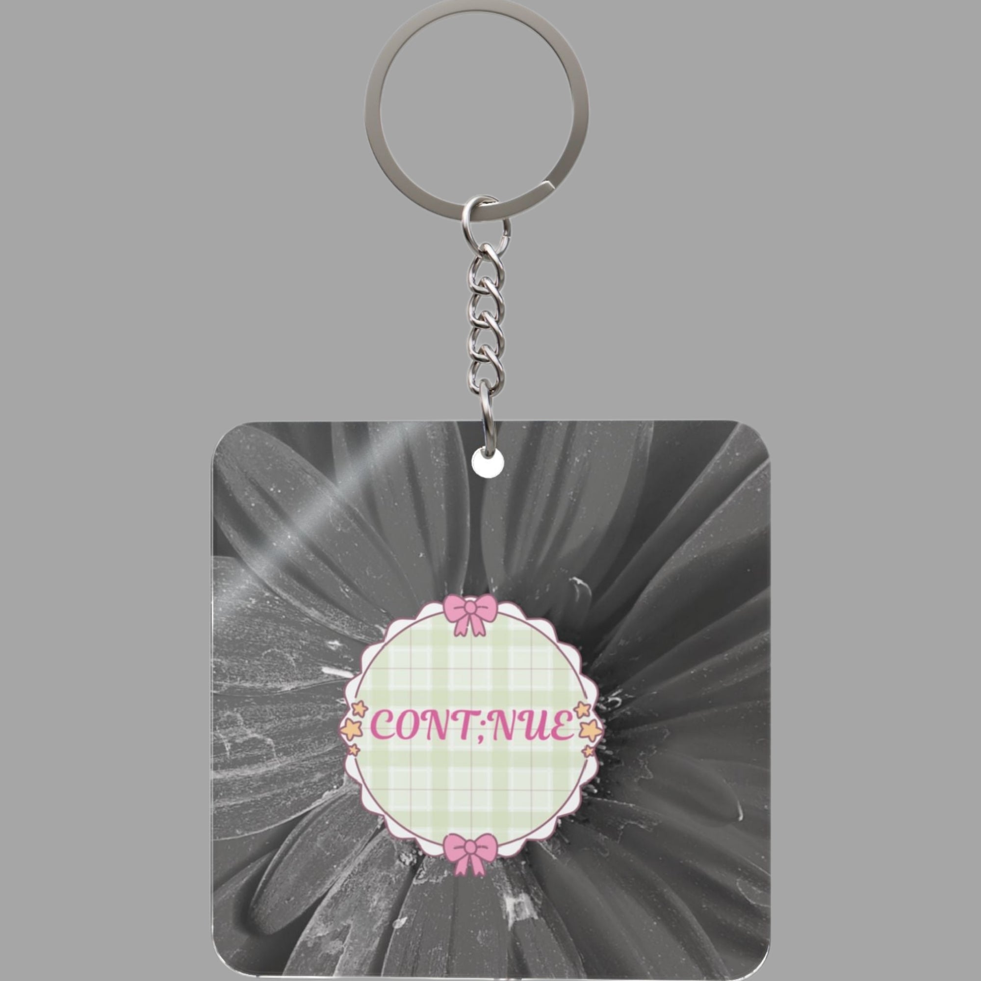 Vintage Floral Continue Square keychain